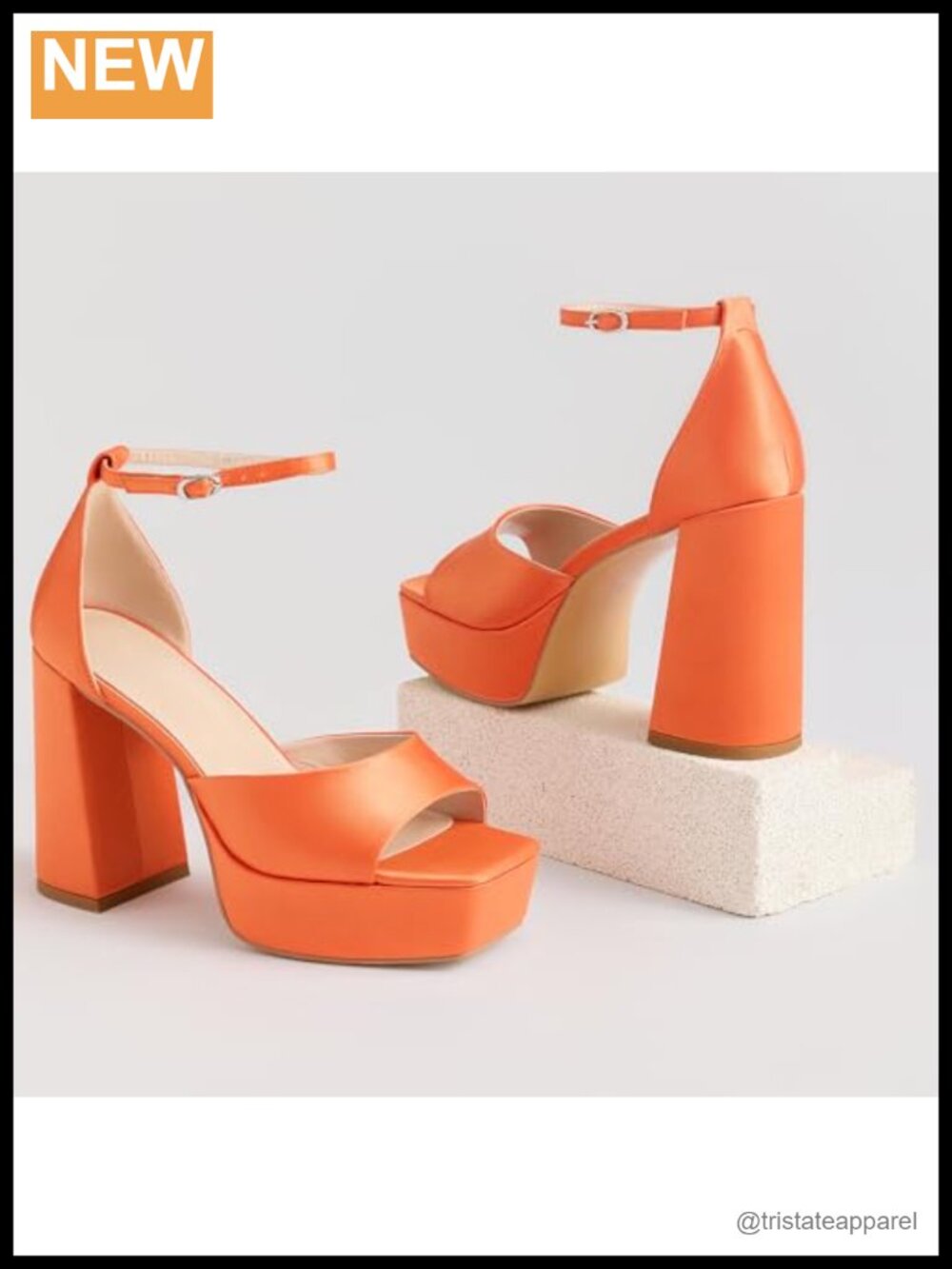 Women's Peep Toe Platform Chunky Heels with Ankle Strap - Picture 5 of 5